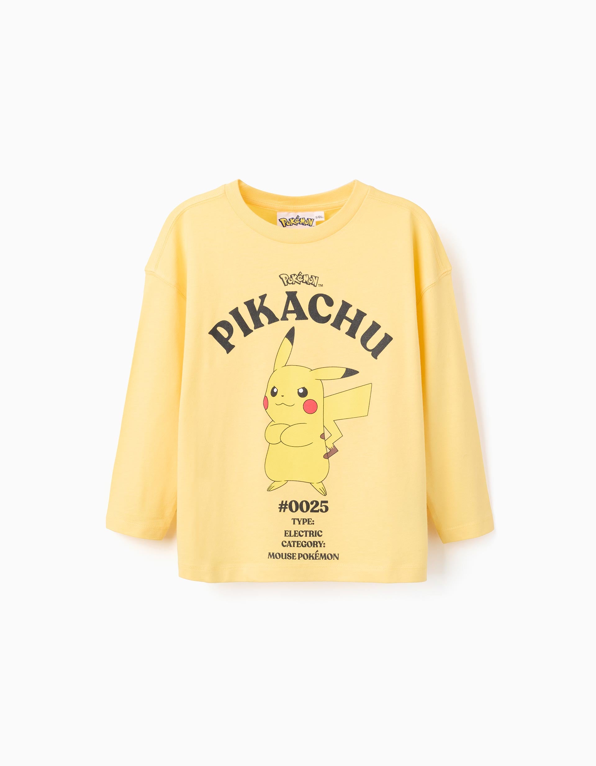 T-shirt en coton avec imprimé Pikachu pour garçon, jaune