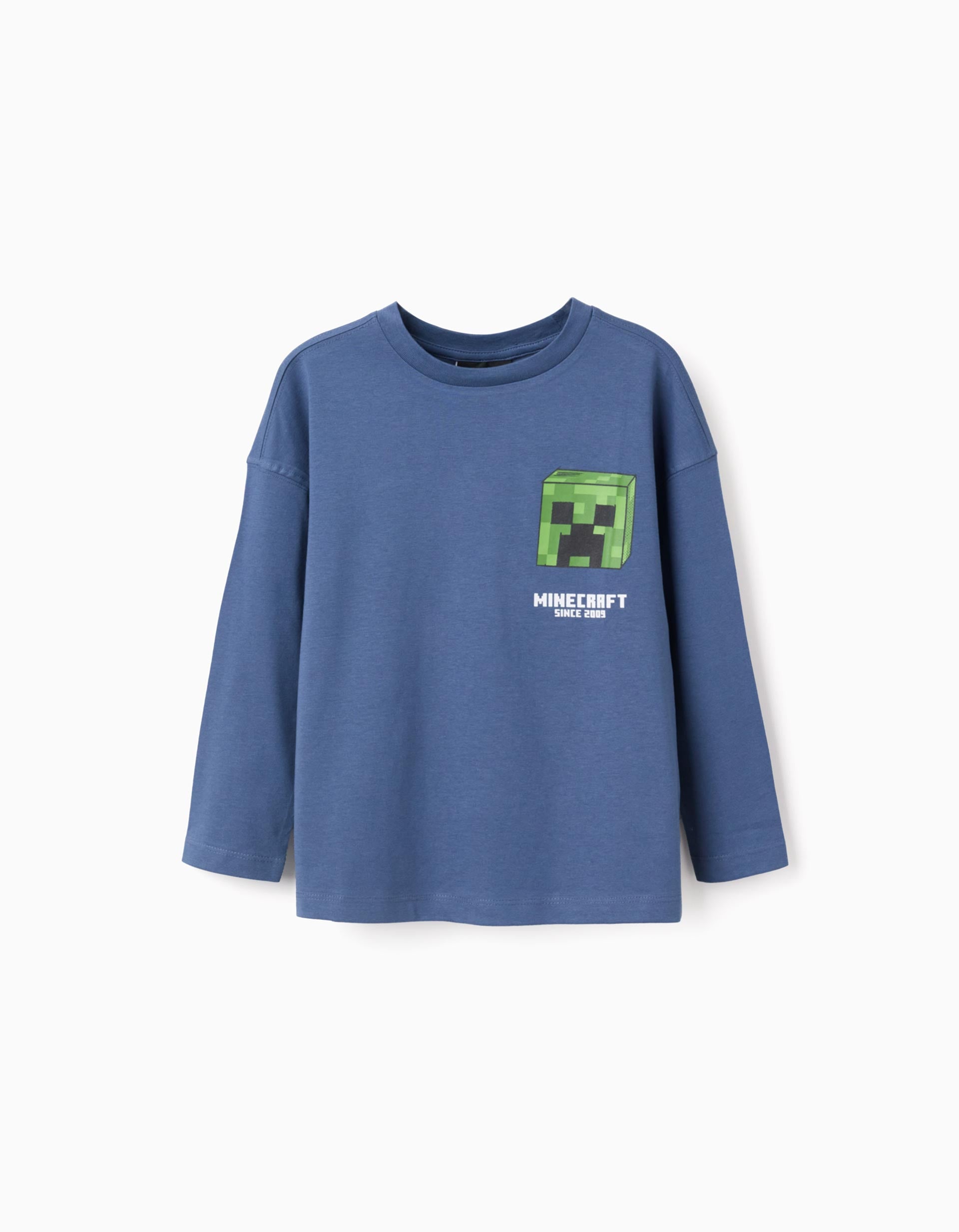 T-shirt en coton avec imprimé Minecraft pour garçon, bleu