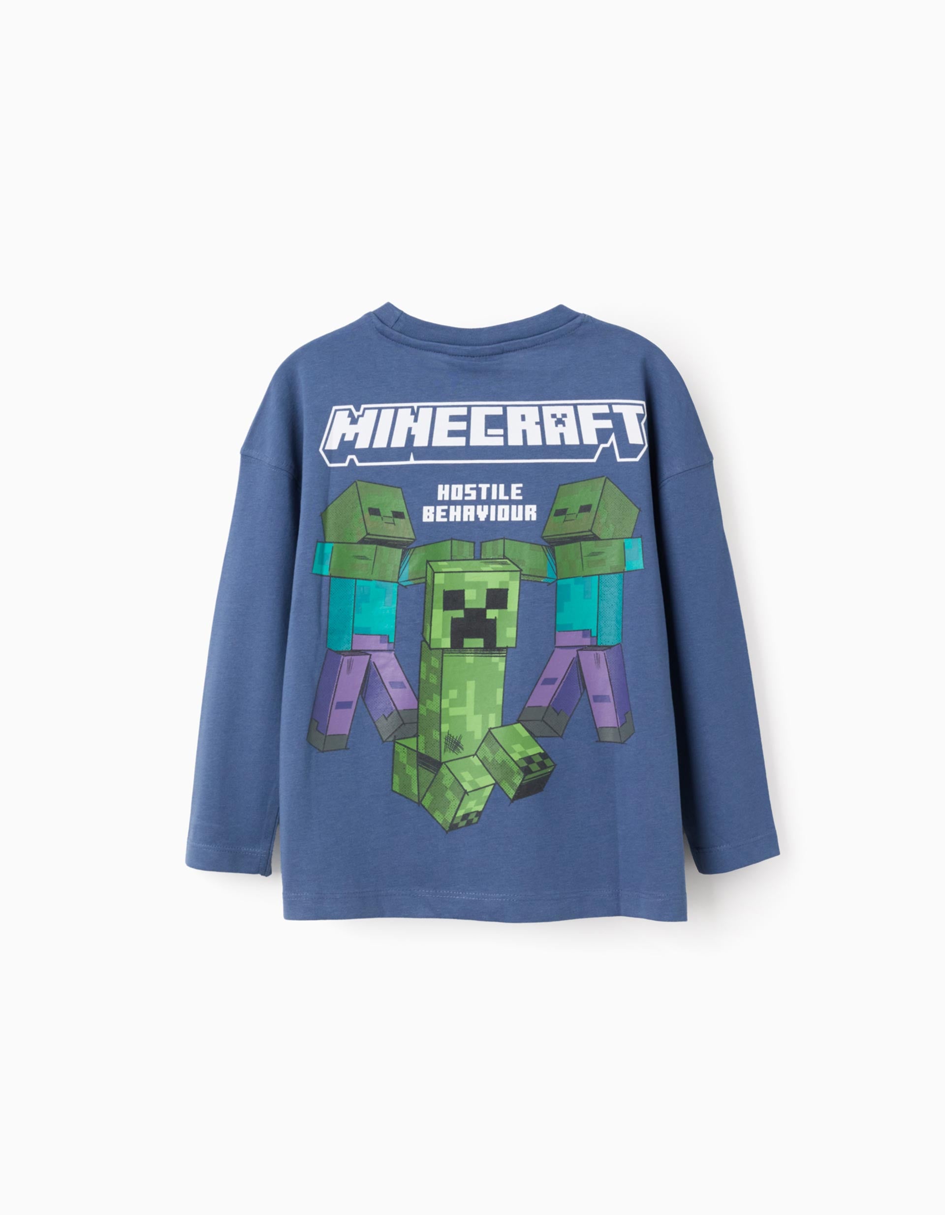 T-shirt en coton avec imprimé Minecraft pour garçon, bleu