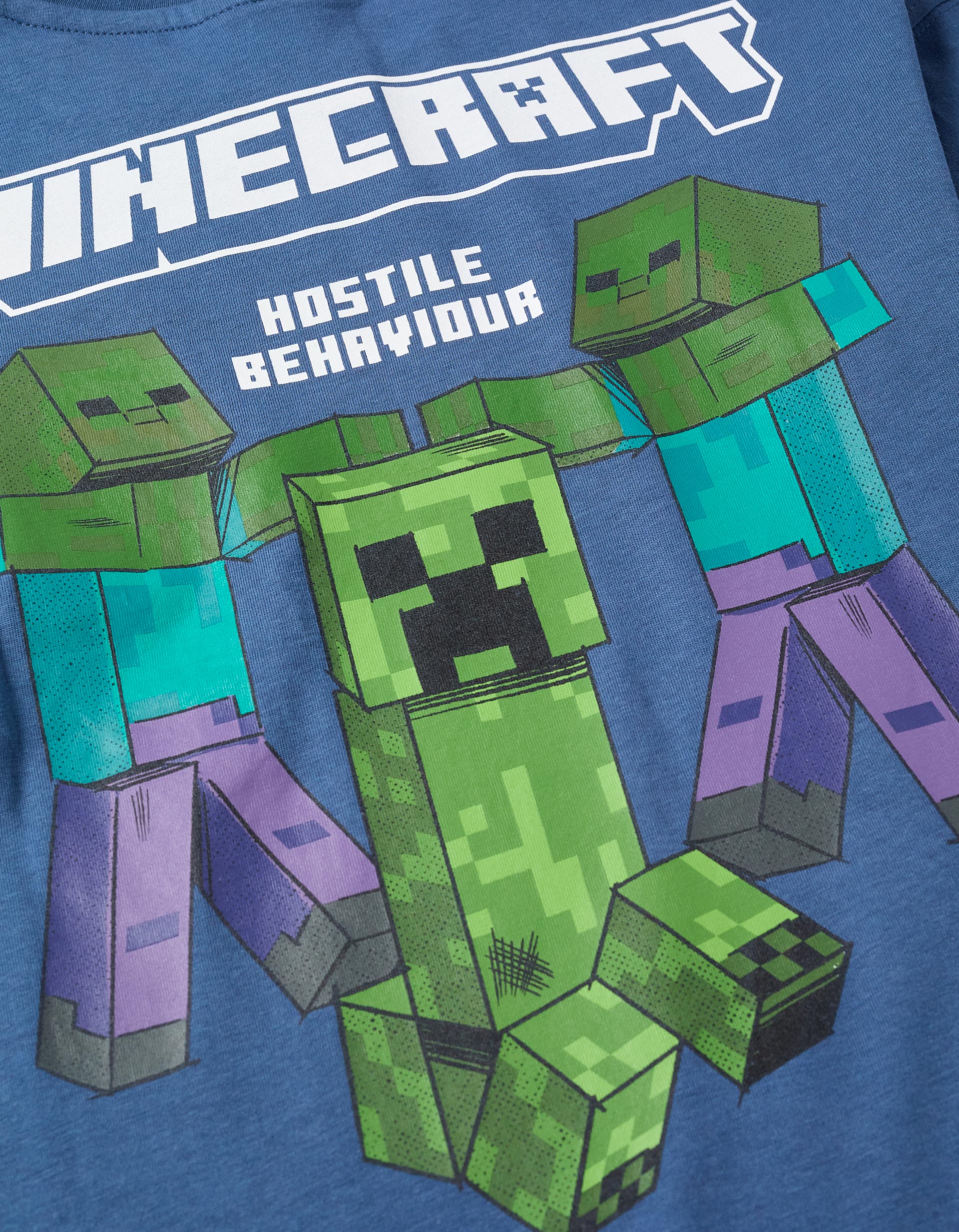T-shirt en coton avec imprimé Minecraft pour garçon, bleu