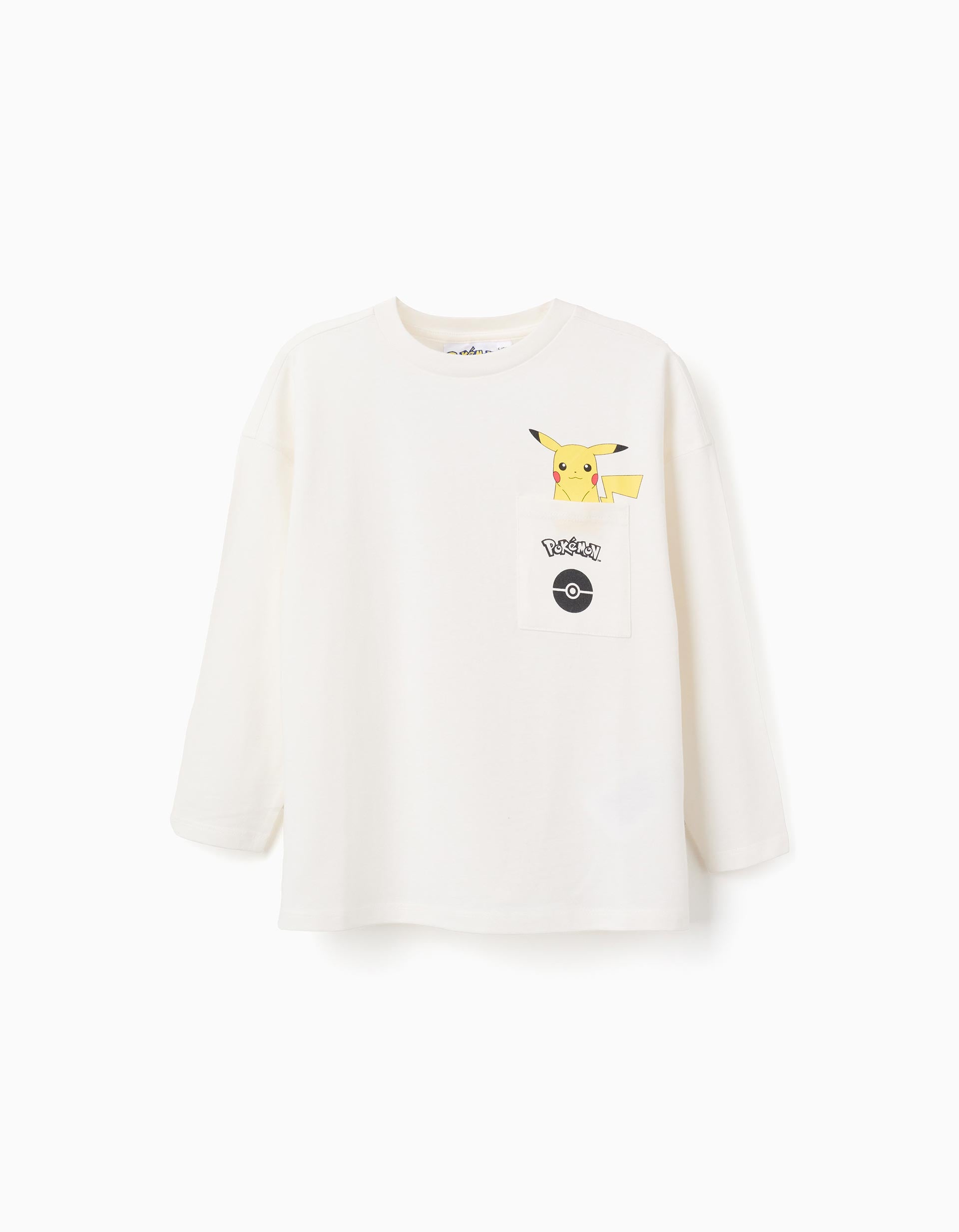 T-shirt en coton avec imprimé Pikachu pour garçon, blanc