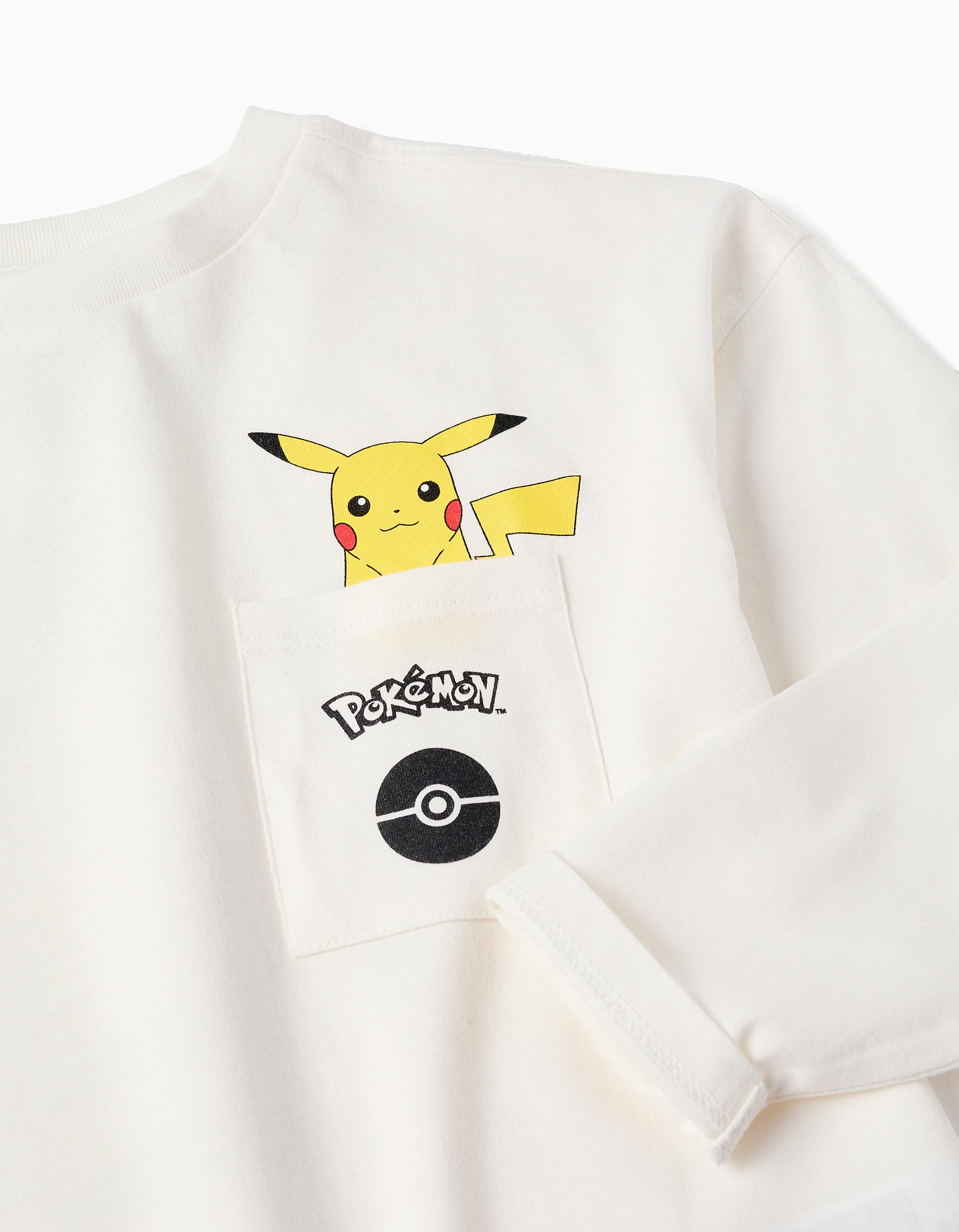 T-shirt en coton avec imprimé Pikachu pour garçon, blanc