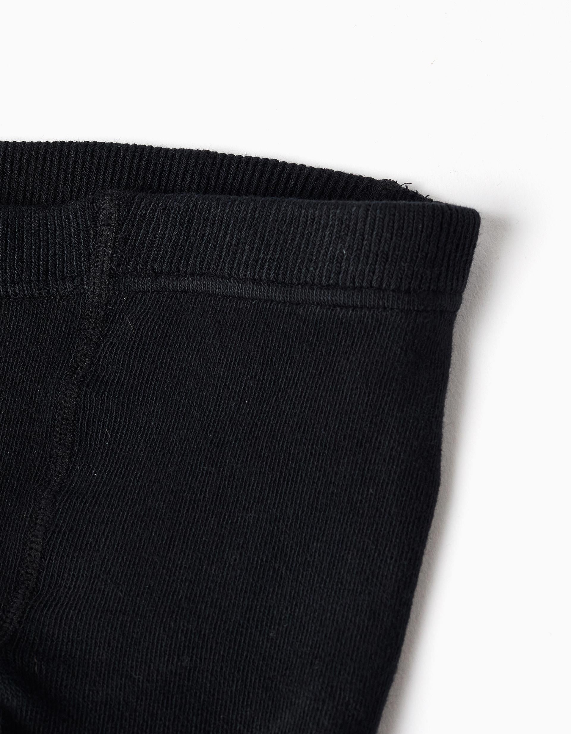 Anti-pilling ribbed knitted tights for girls, black