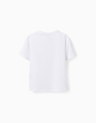 Camiseta de Algodón Wide Fit para Niña 'Hello Kitty', Blanco