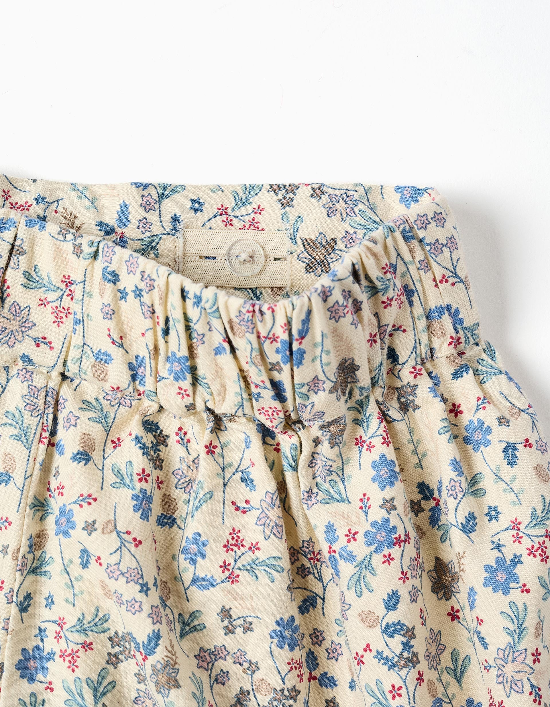 Cotton shorts with floral pattern and lining B&S for girls, beige