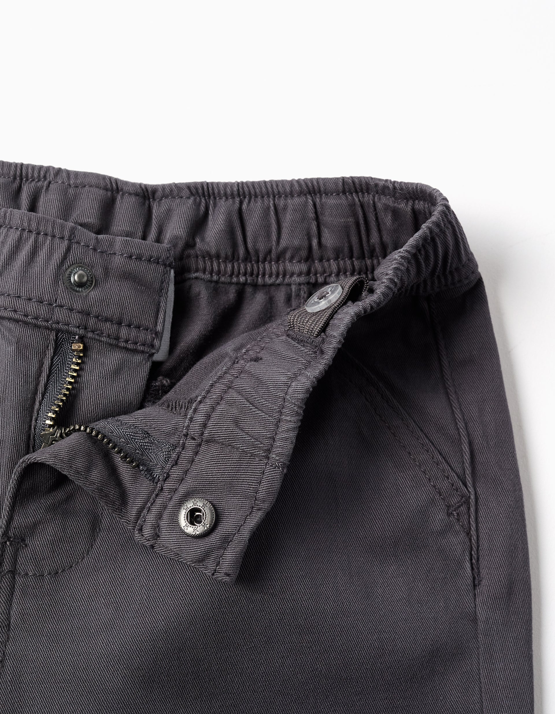 Calças chino baggy de sarja B&S para bebé menino, cinza-escuro