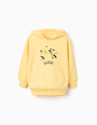 Sweat cardada com capuz e estampado Pikachu para menino, amarelo