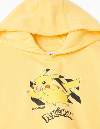 Sweat cardada com capuz e estampado Pikachu para menino, amarelo