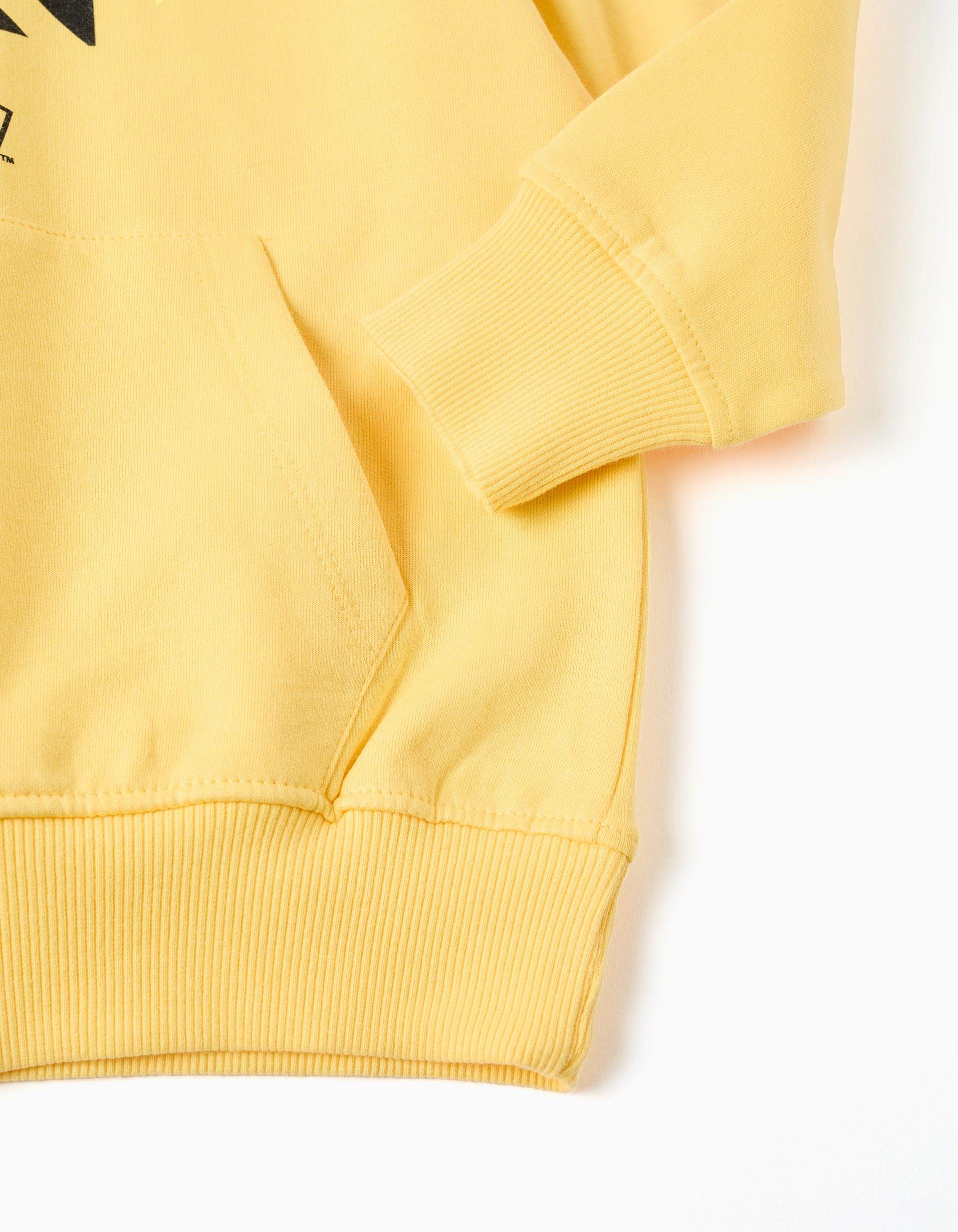 Hooded brushed sweatshirt with Pikachu print for boys, yellow