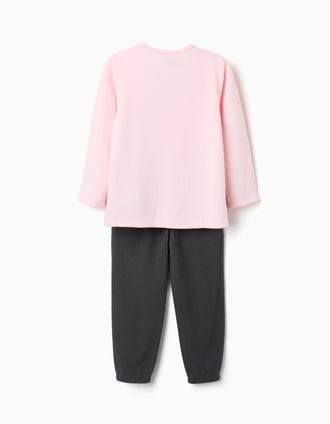 Pijama polar con estampado Kuromi para niña, rosa claro/gris oscuro