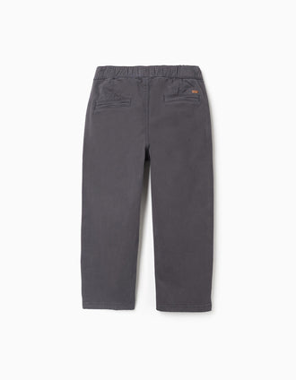 Calças chino baggy de sarja B&S para menino, cinza-escuro