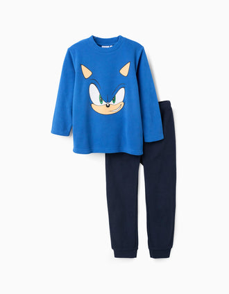 Pijama polar com estampado Sonic para menino, azul