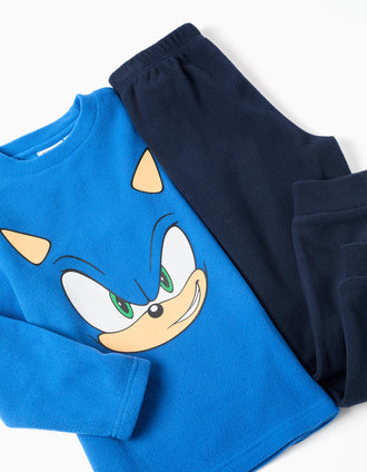 Pijama polar com estampado Sonic para menino, azul