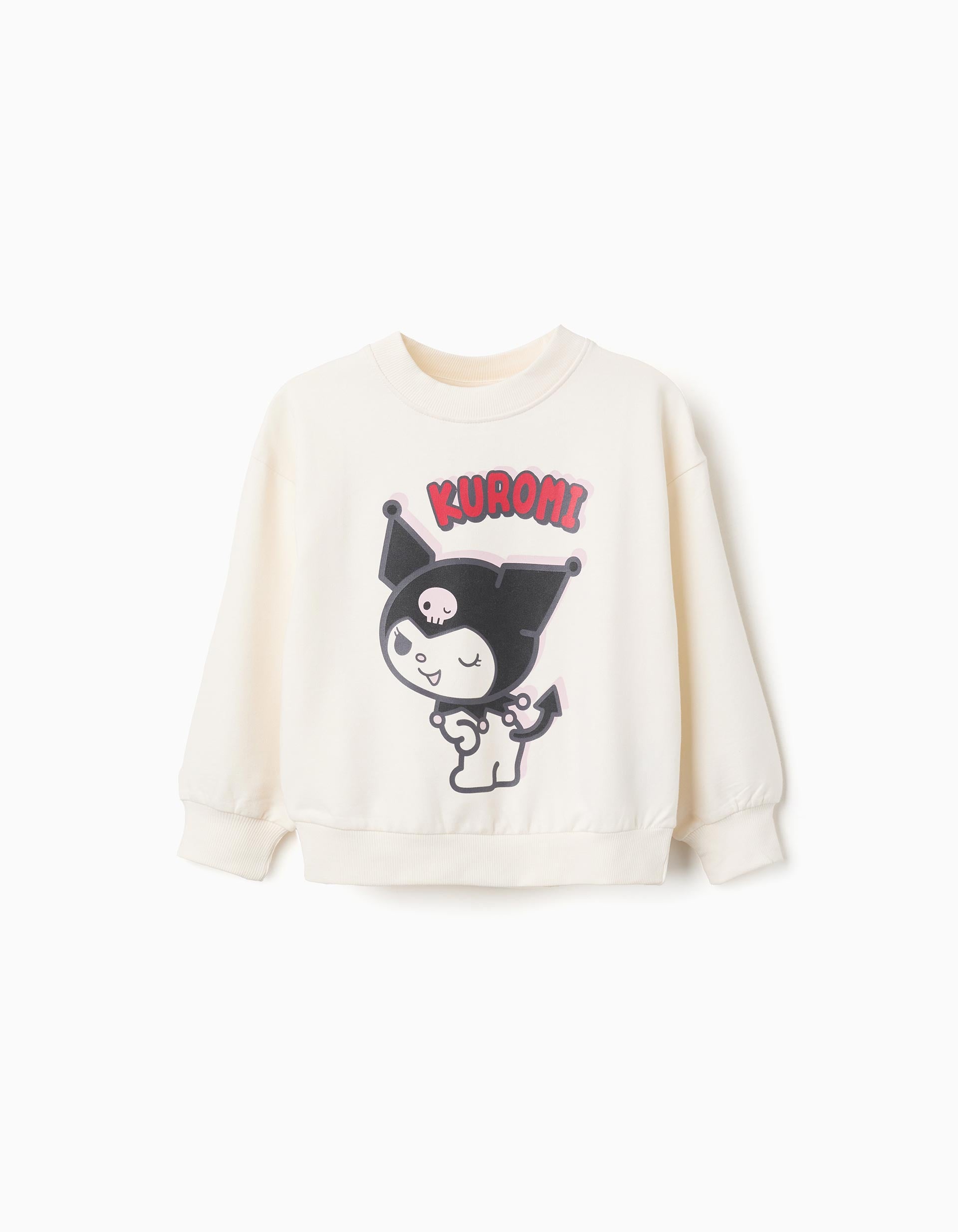 Cotton Sweatshirt with Kuromi Print for Girls, White