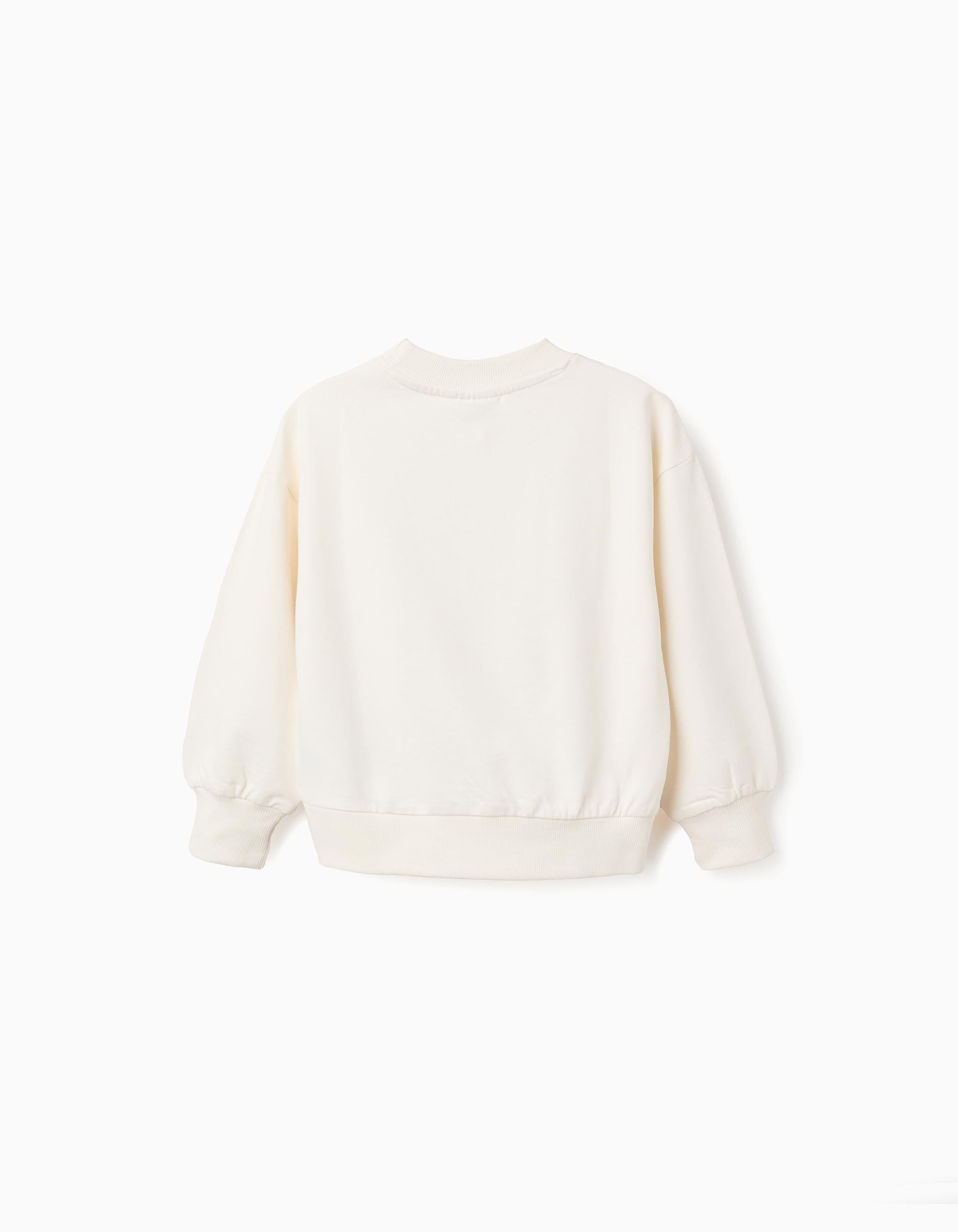 Cotton Sweatshirt with Kuromi Print for Girls, White