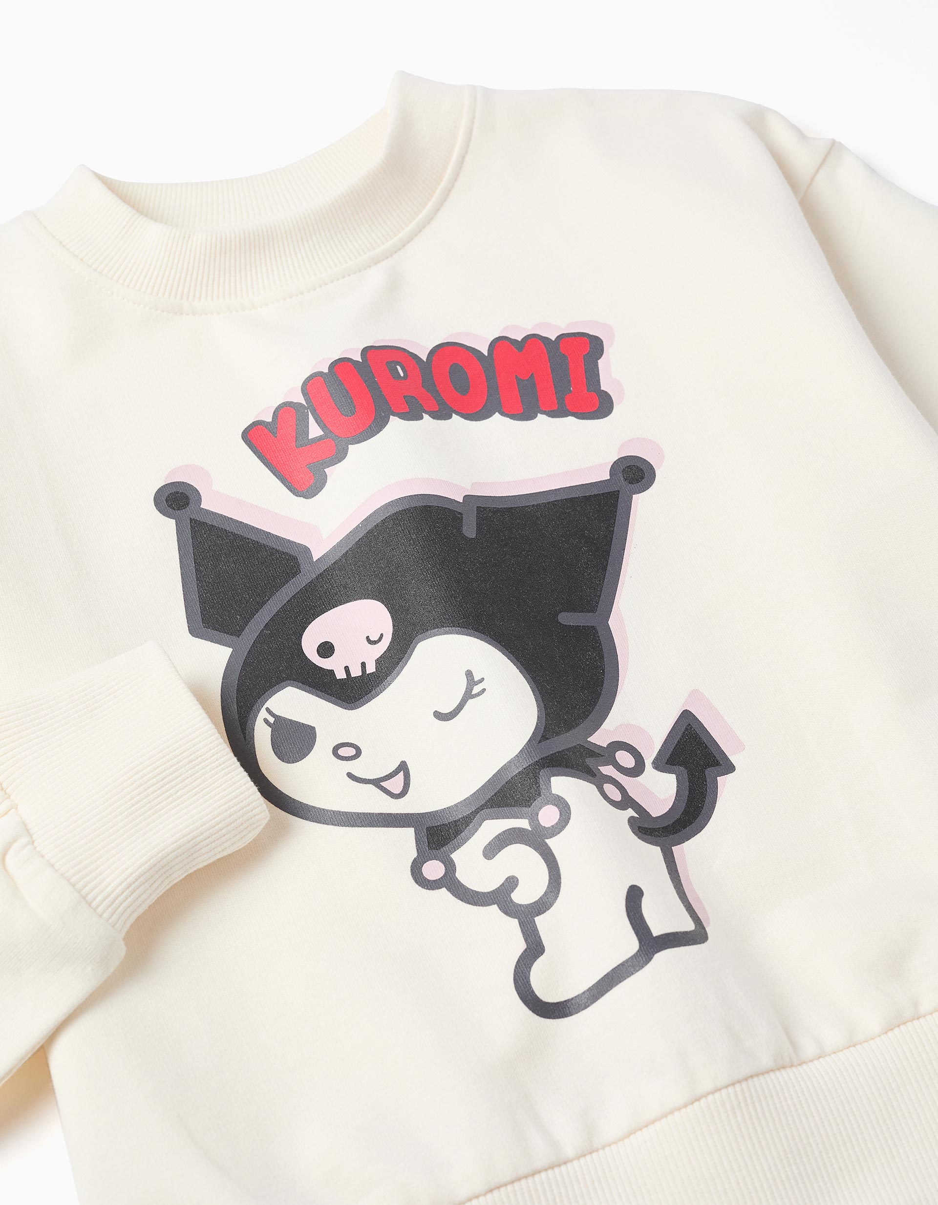 Cotton Sweatshirt with Kuromi Print for Girls, White