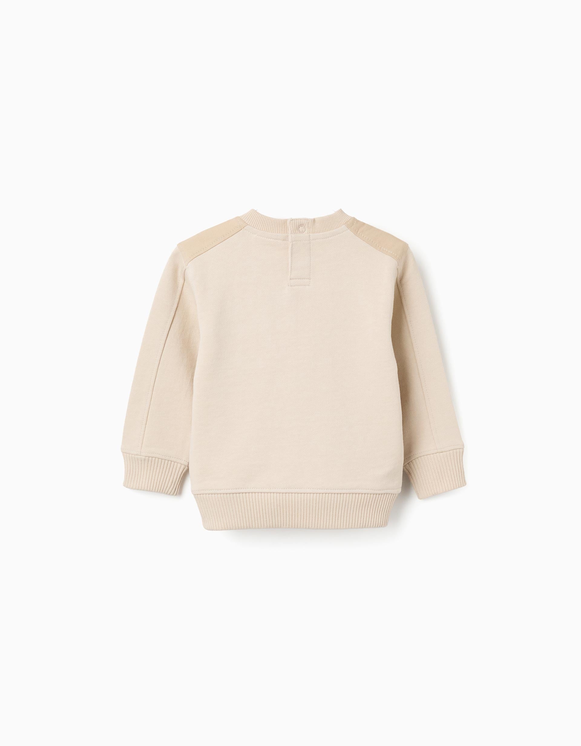 Sweat de algodão com bolso no peito B&S para bebé menino, bege-claro