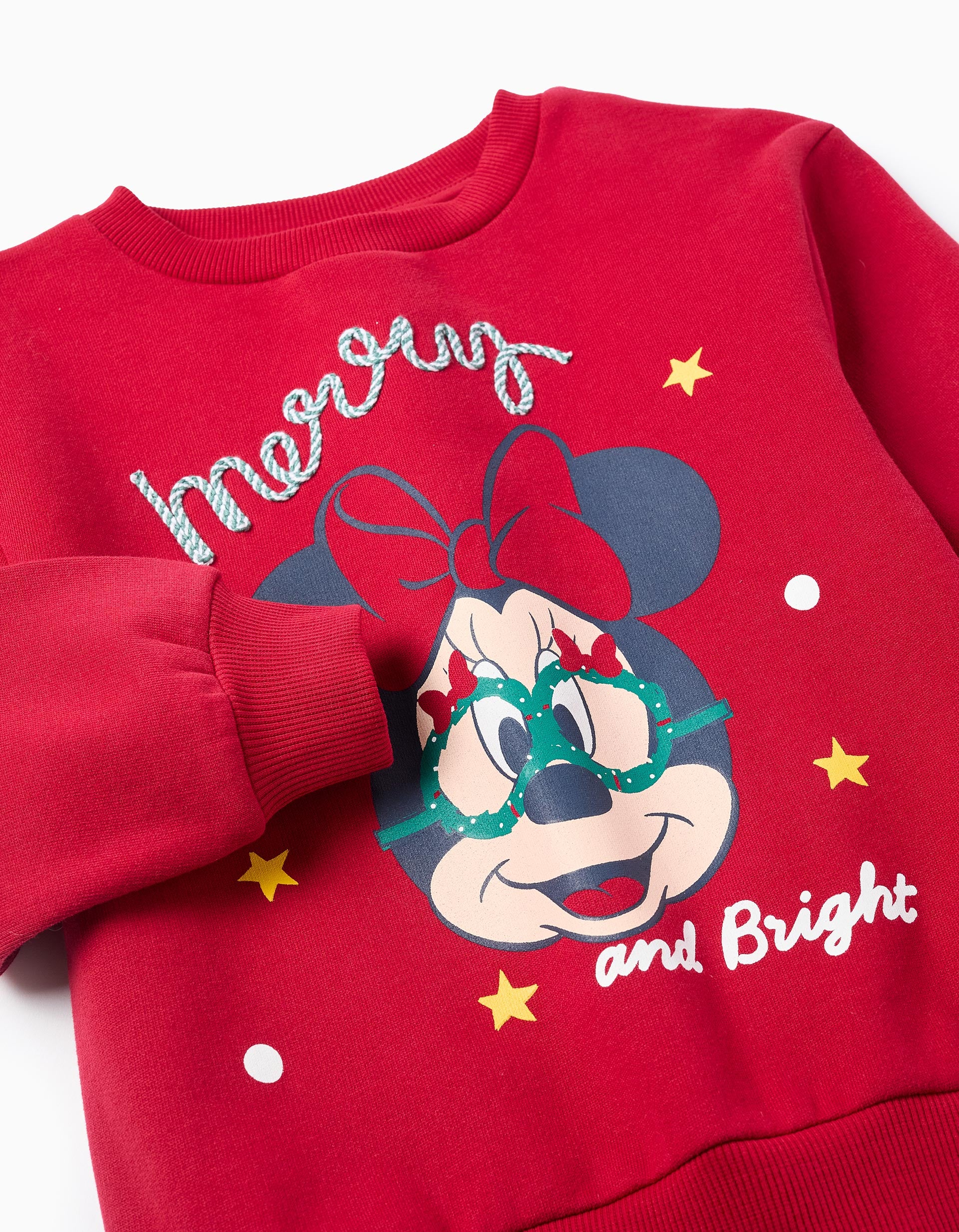 Brushed Christmas Sweatshirt for Girls 'Merry Minnie', Red