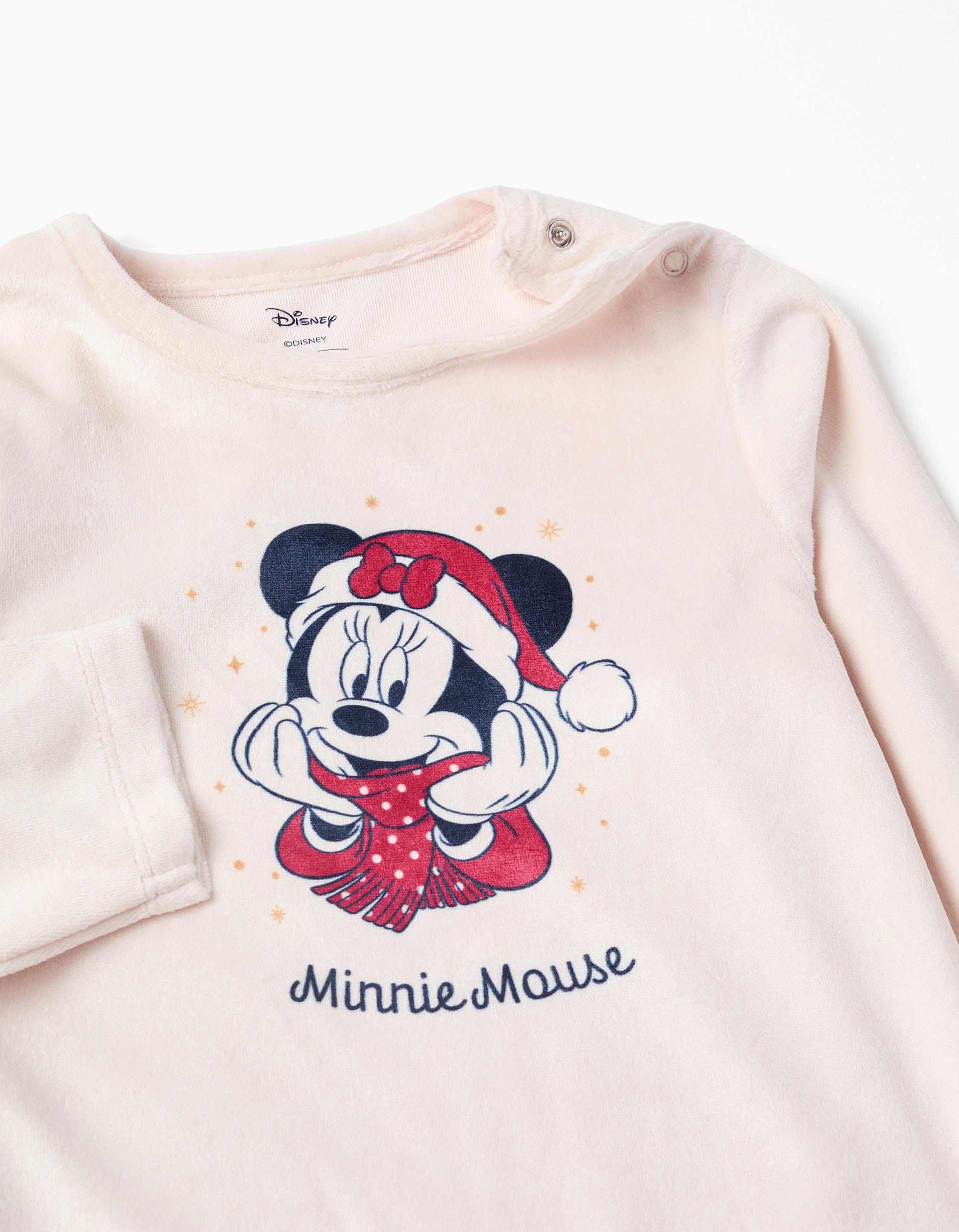 Grenouillère en velours avec Minnie pour nouveau-née et bébé fille, beige