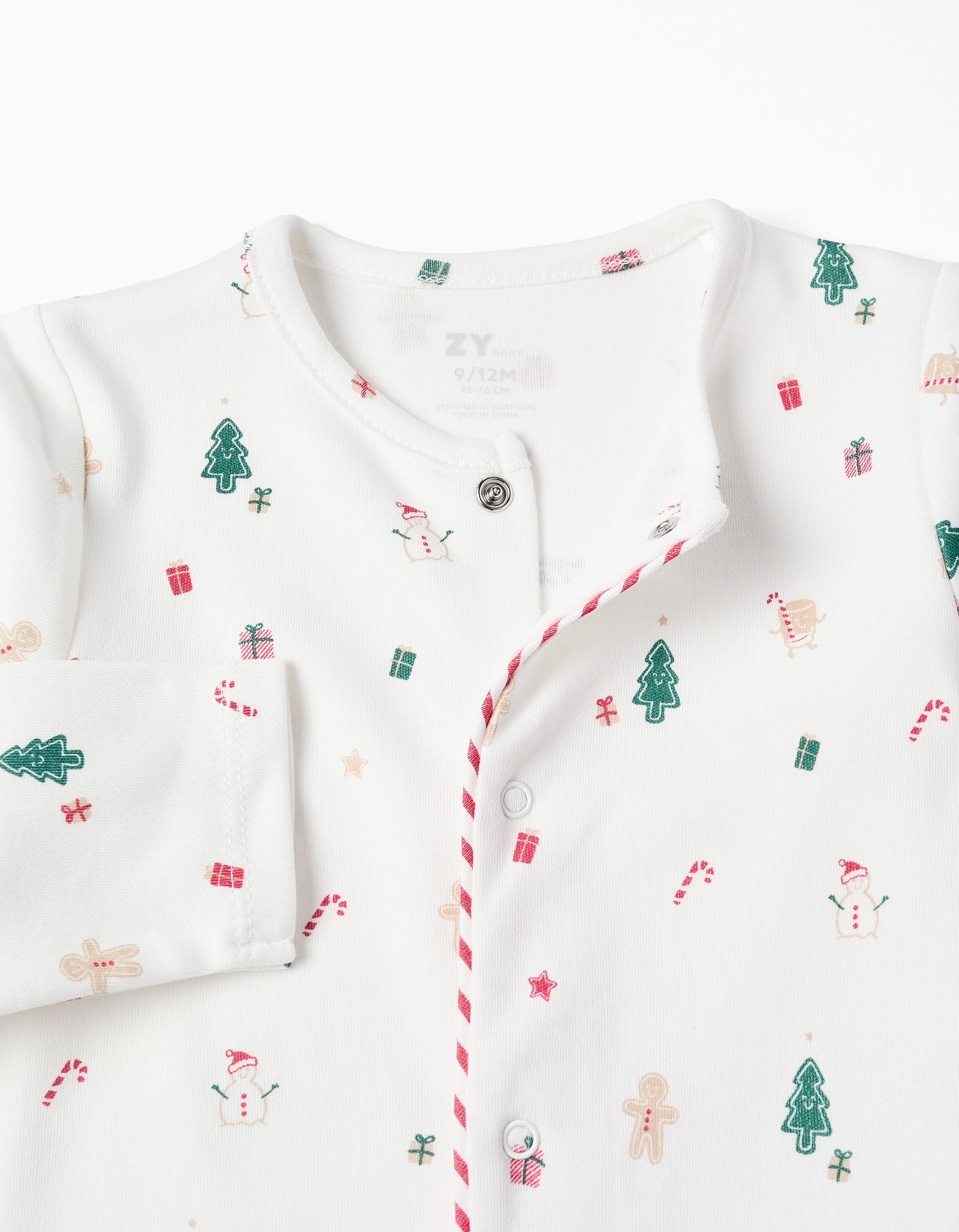 Babygrow and bib cotton set with motif for newborns and babies, white