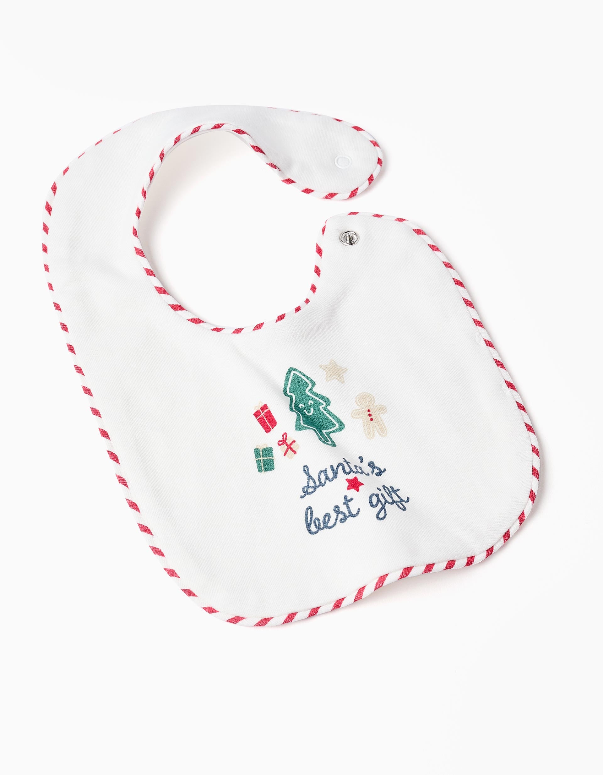 Babygrow and bib cotton set with motif for newborns and babies, white