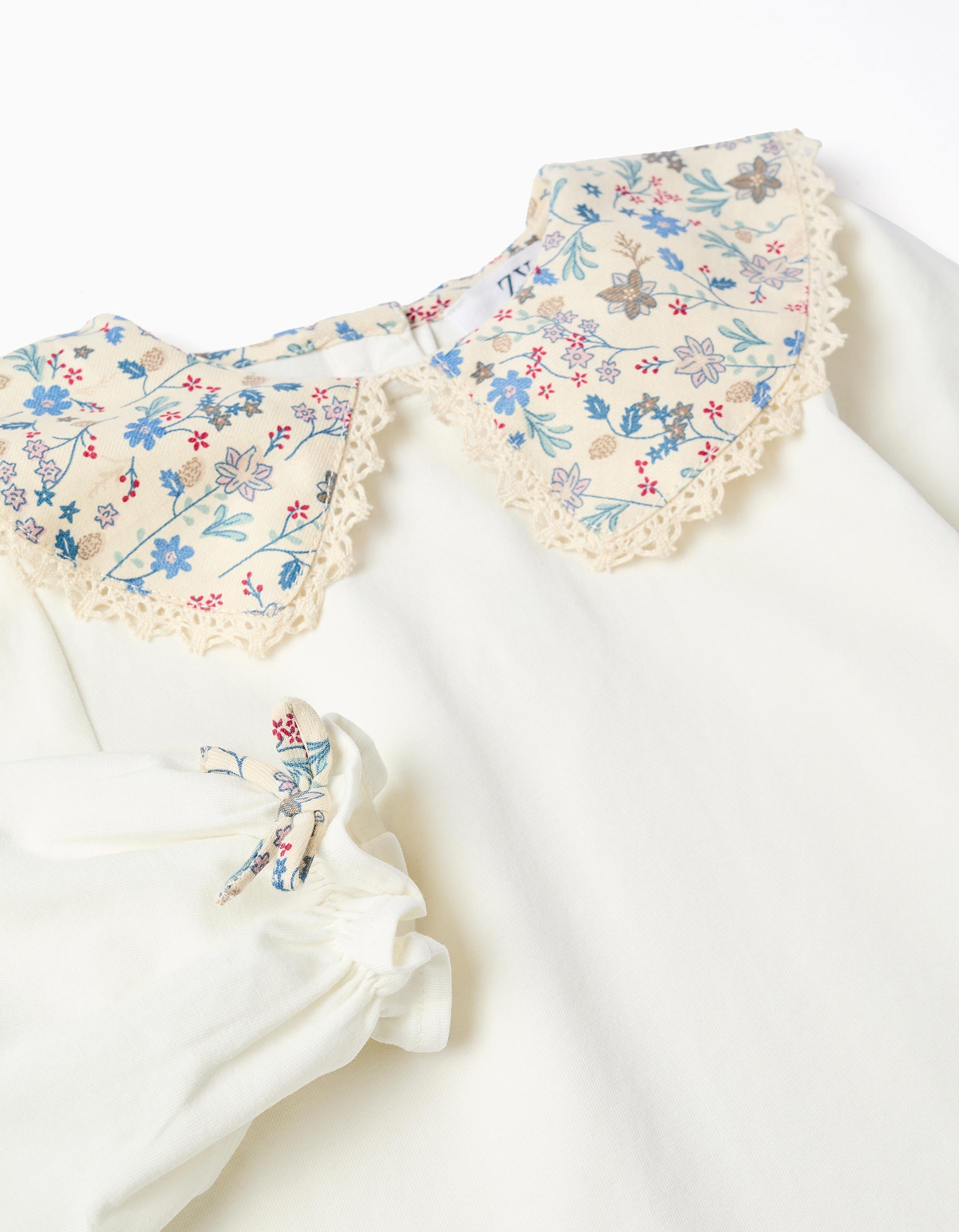 T-shirt + bloomers with floral motif B&S for baby girls, white/beige