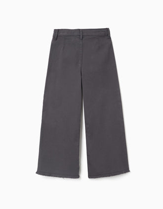 Calças de sarja wide leg com bolsos B&S para menina, cinza