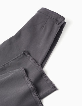 Calças de sarja wide leg com bolsos B&S para menina, cinza