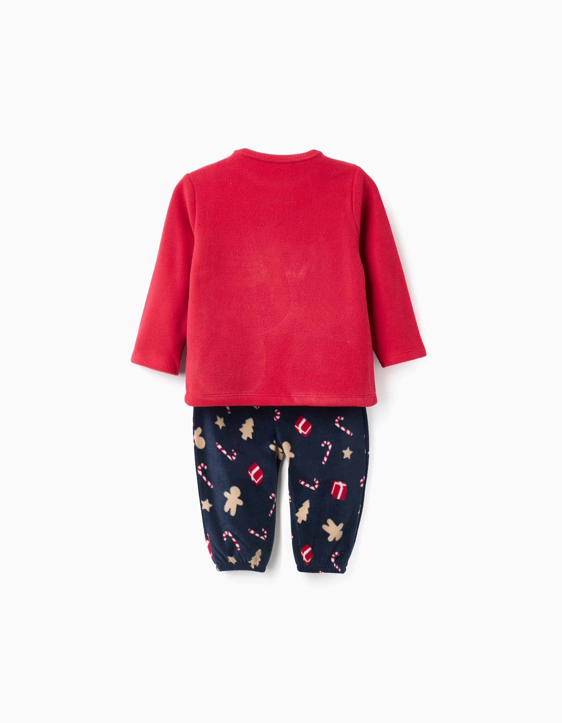 Polar fleece pyjamas with Christmas prints for babies, red/blue