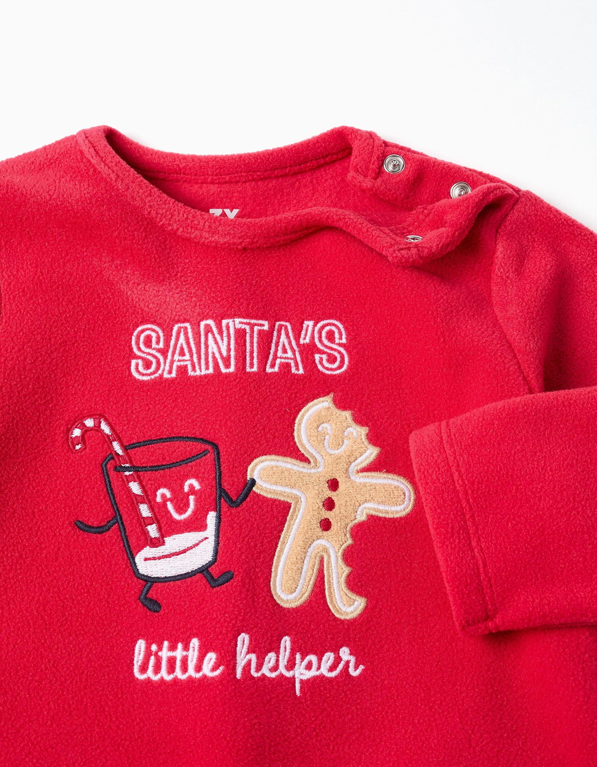 Polar fleece pyjamas with Christmas prints for babies, red/blue