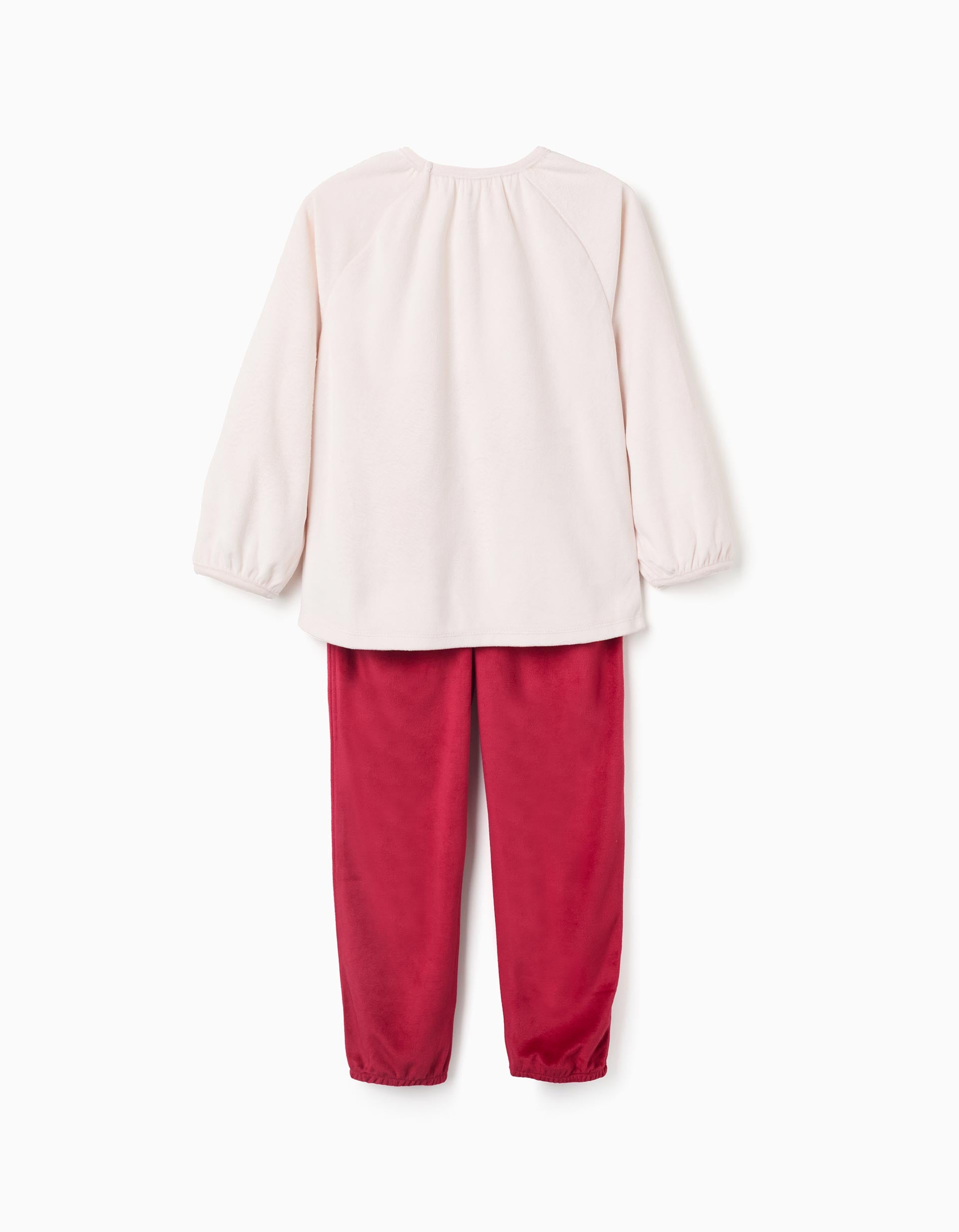 Velvet pyjamas with Stitch print for girls, beige/red