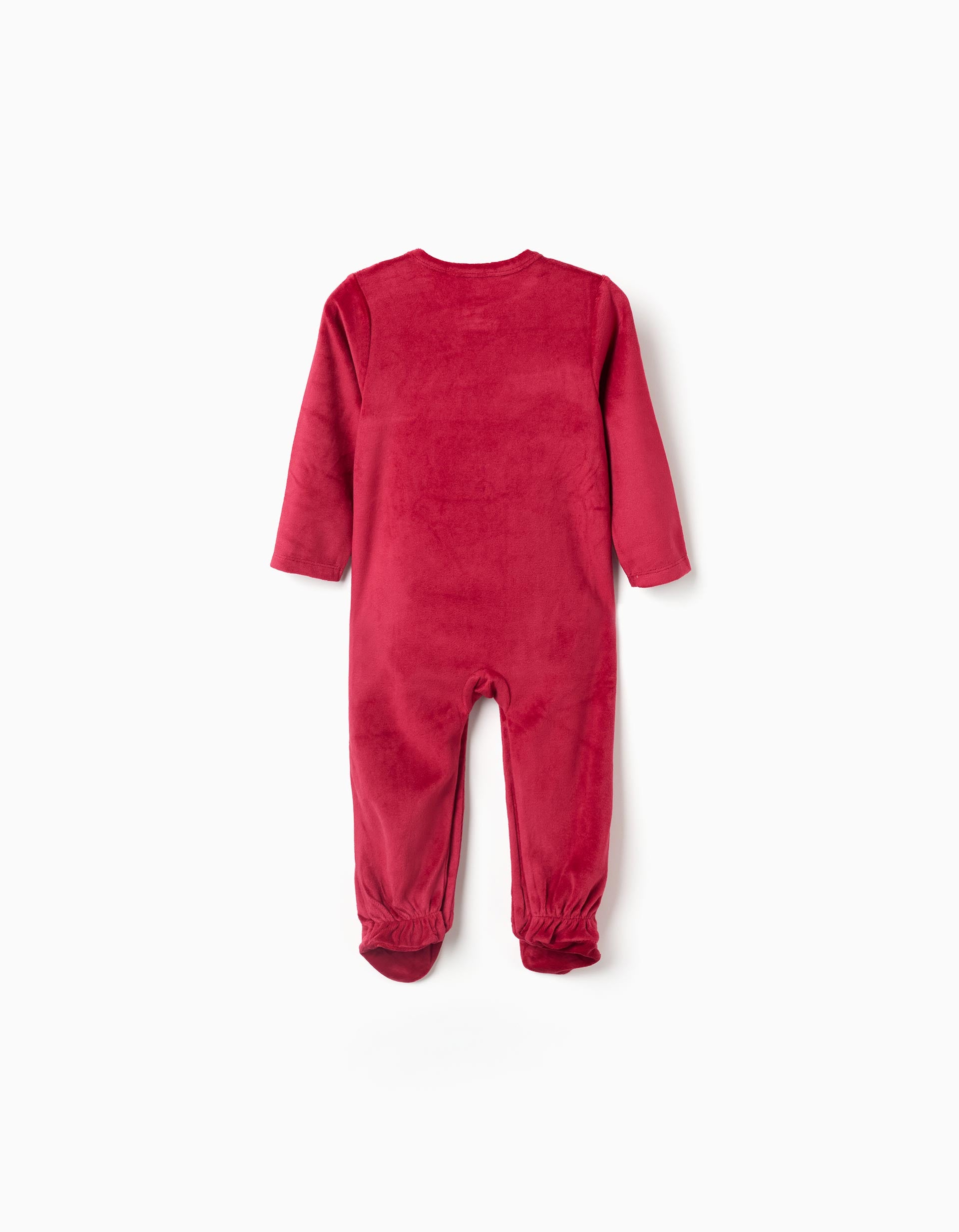 Velvet babygrow with Mickey and friends for newborn and baby boys, red