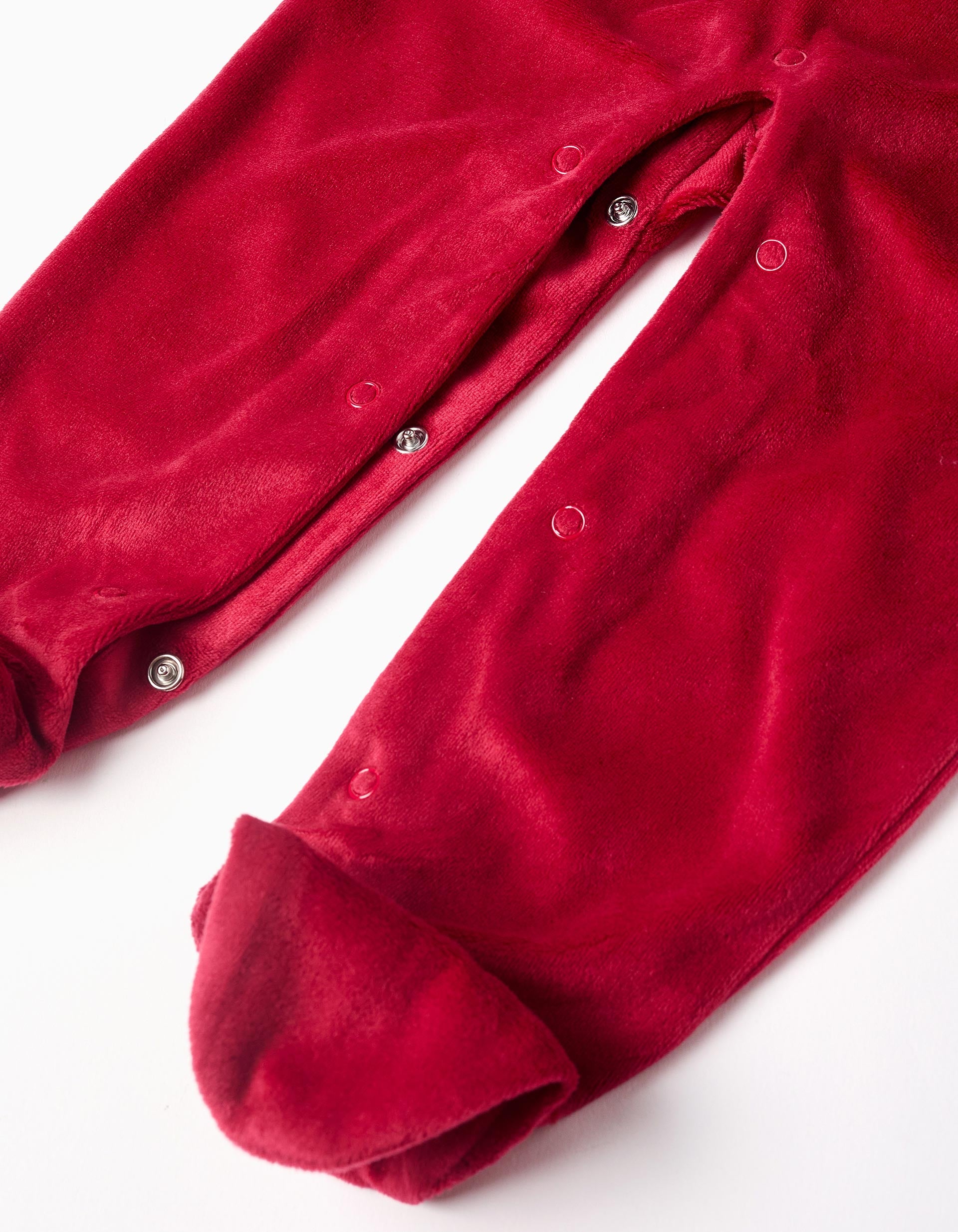 Velvet babygrow with Mickey and friends for newborn and baby boys, red