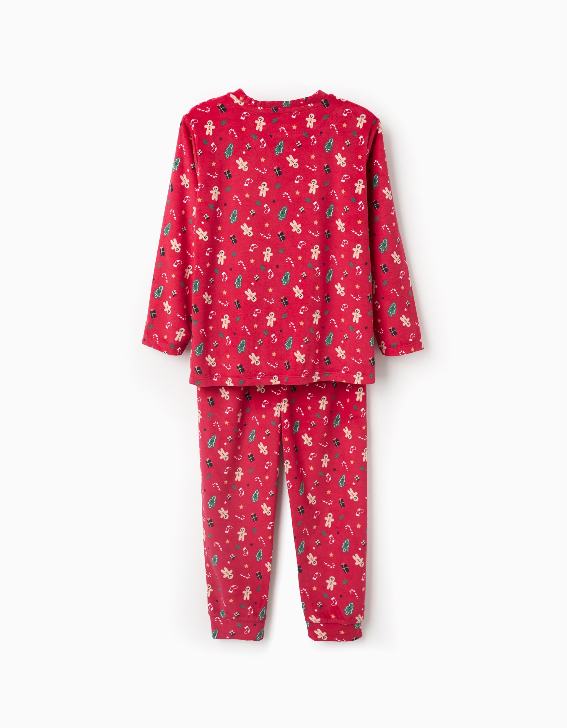 Velvet pyjamas + non-slip socks with Christmas motif for children, red/blue