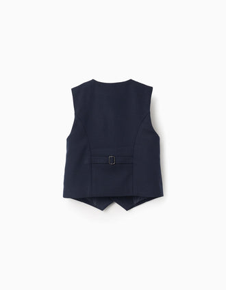 Chaleco de piqué con bolsillos decorativos para niño, azul oscuro
