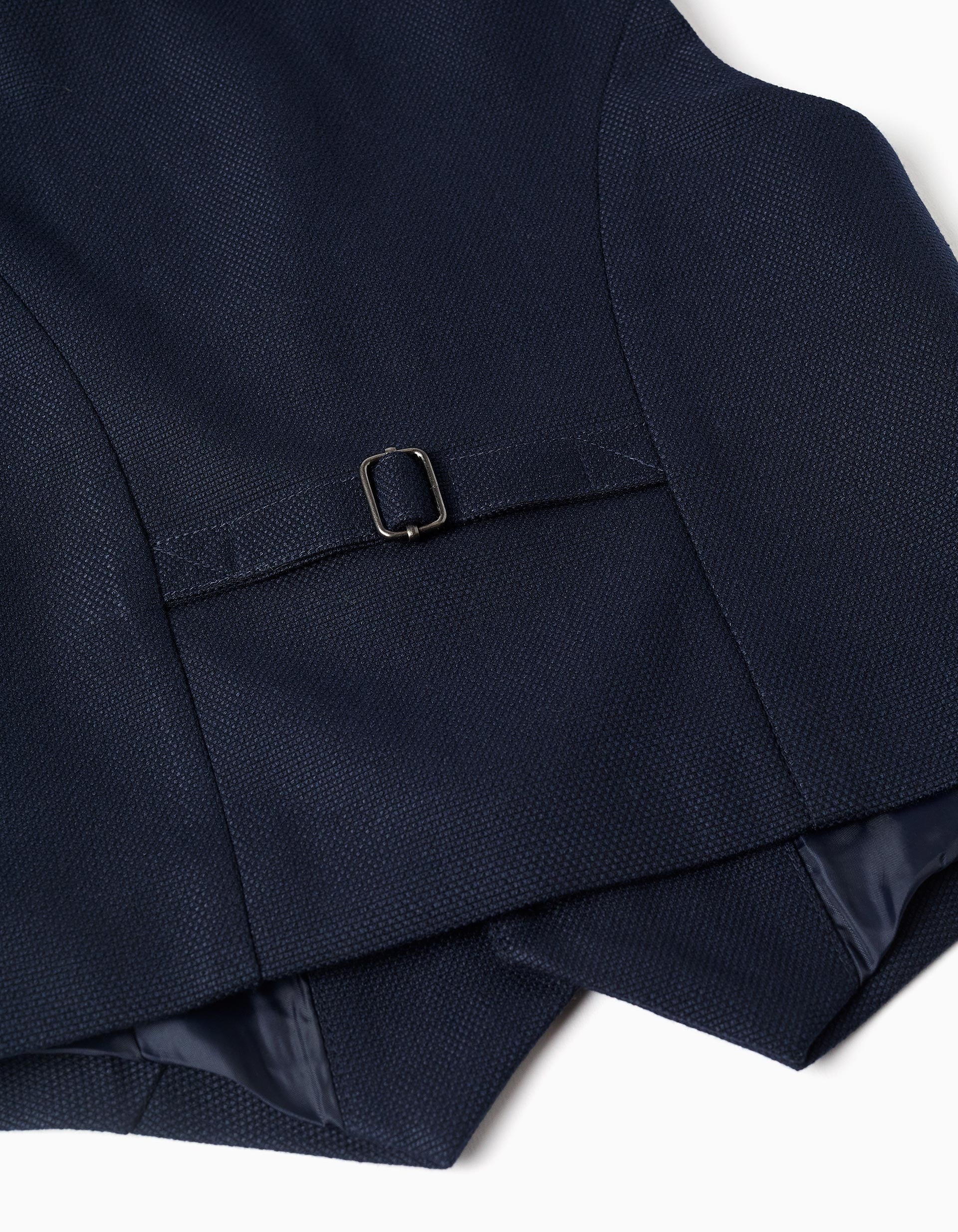 Gilet sans manches piqué avec poches décoratives pour garçon, bleu foncé