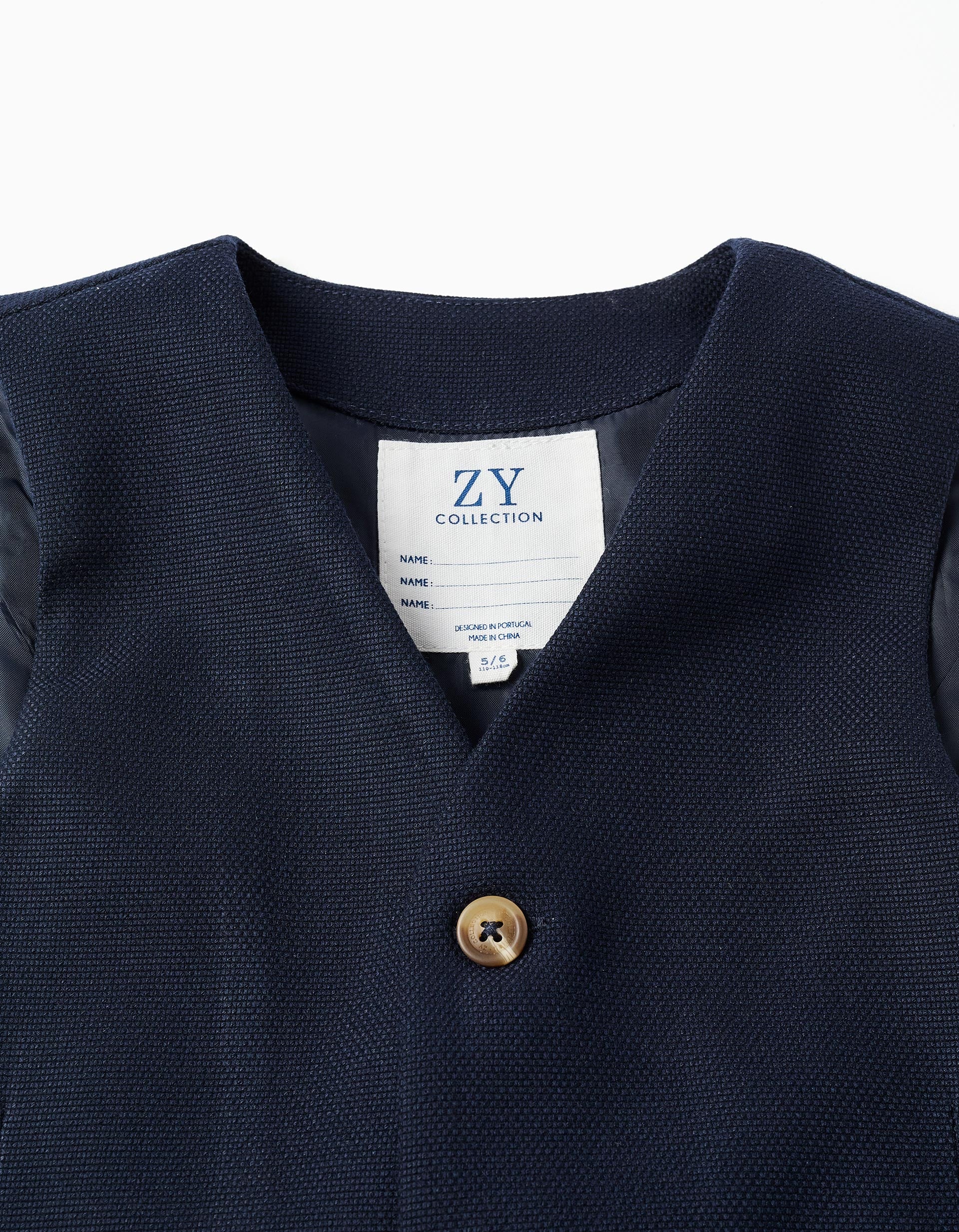 Gilet sans manches piqué avec poches décoratives pour garçon, bleu foncé