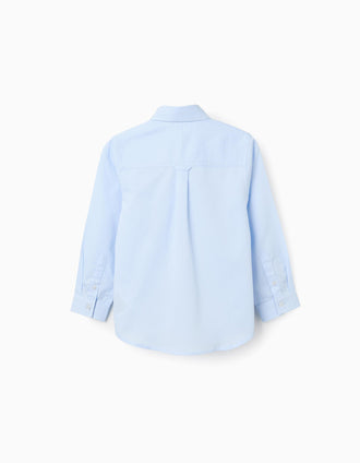 Long sleeve dobby cotton shirt for boys, light blue
