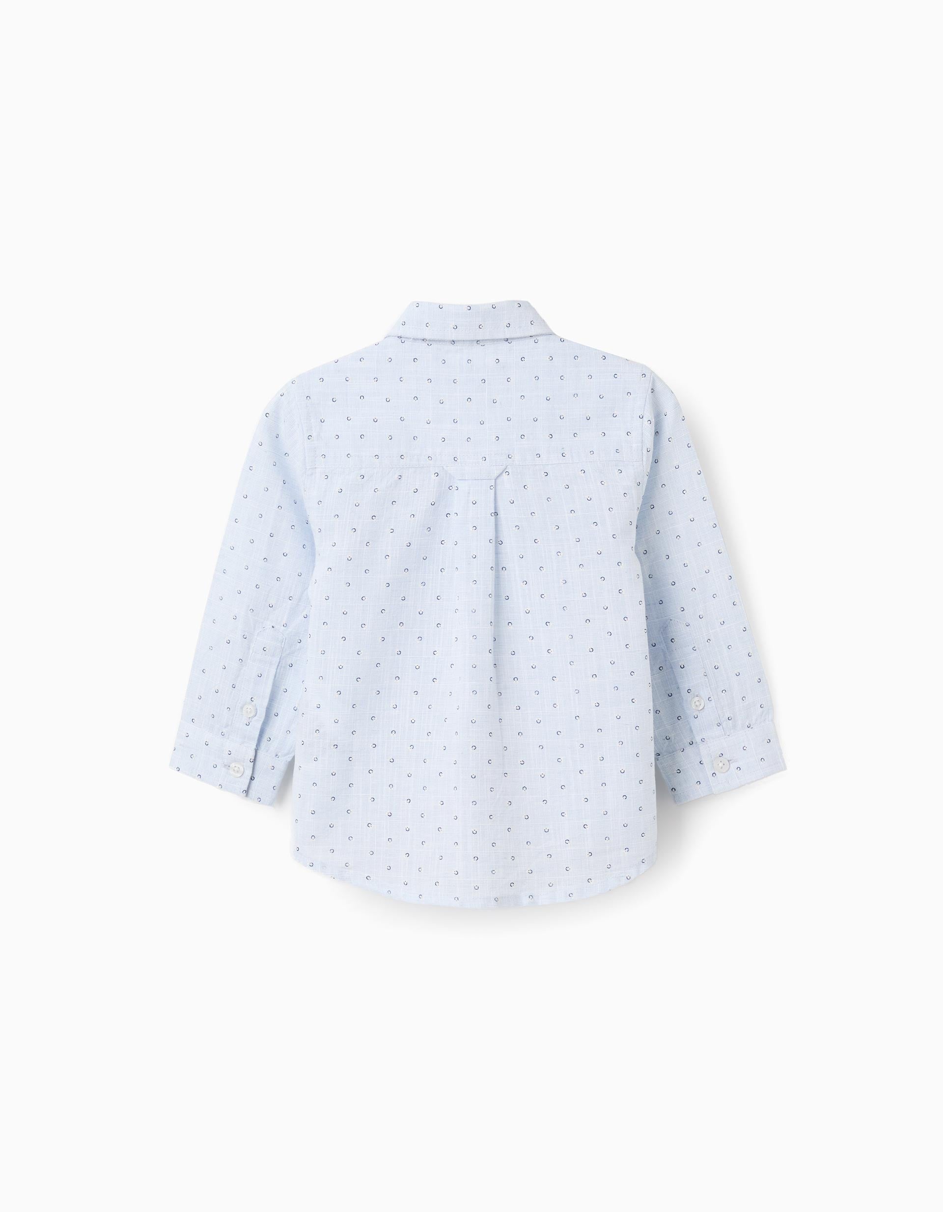 Chemise en coton et lin à motif cercles pour bébé garçon, bleu clair