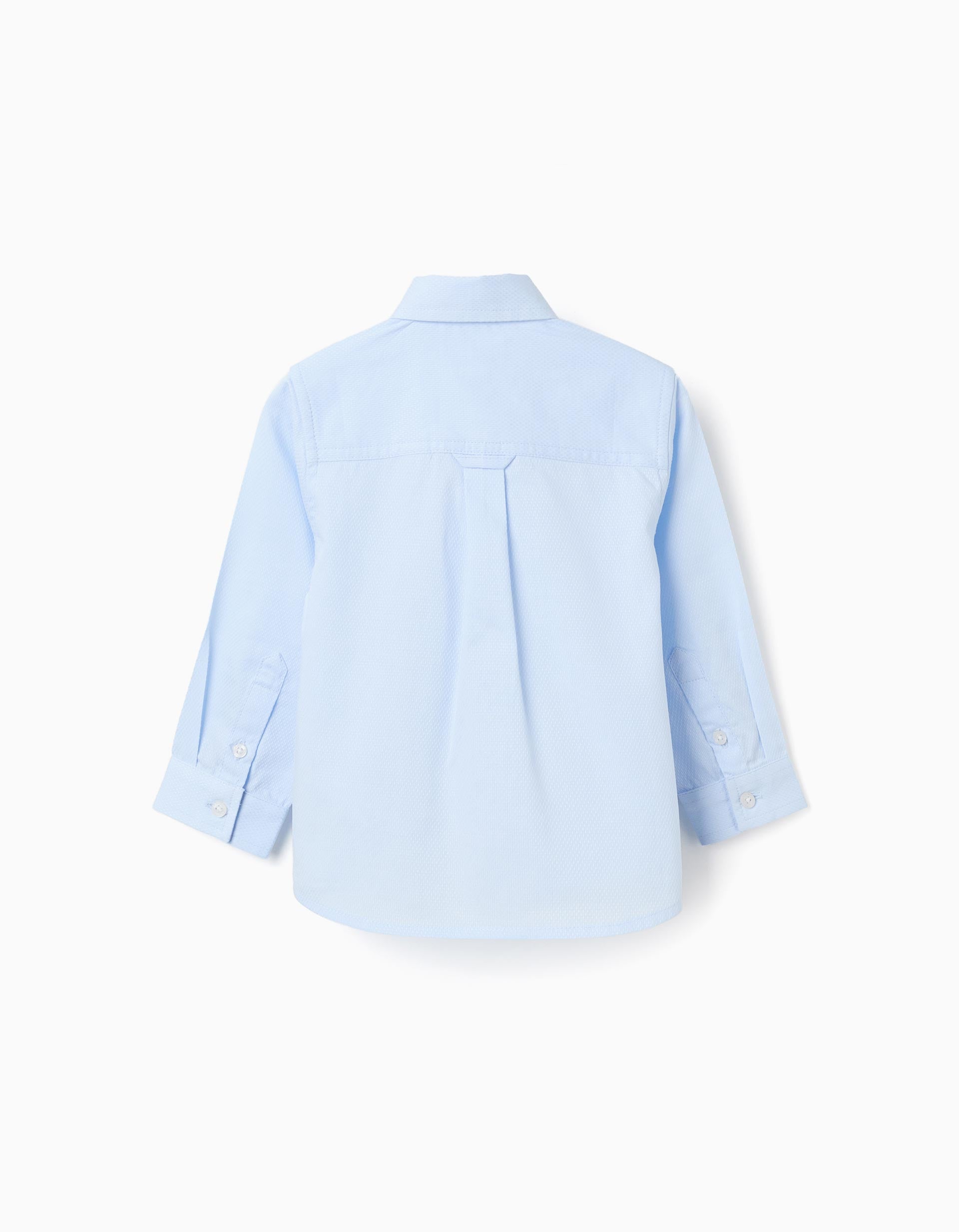 Long sleeve dobby cotton shirt for baby boys, light blue