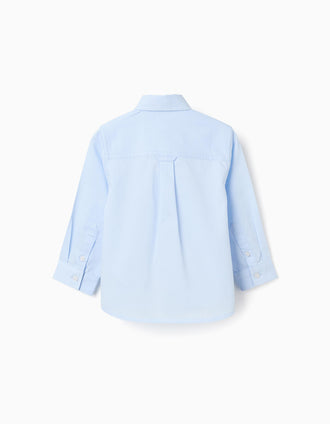 Camisa de manga larga de algodón dobby para bebé niño, azul claro