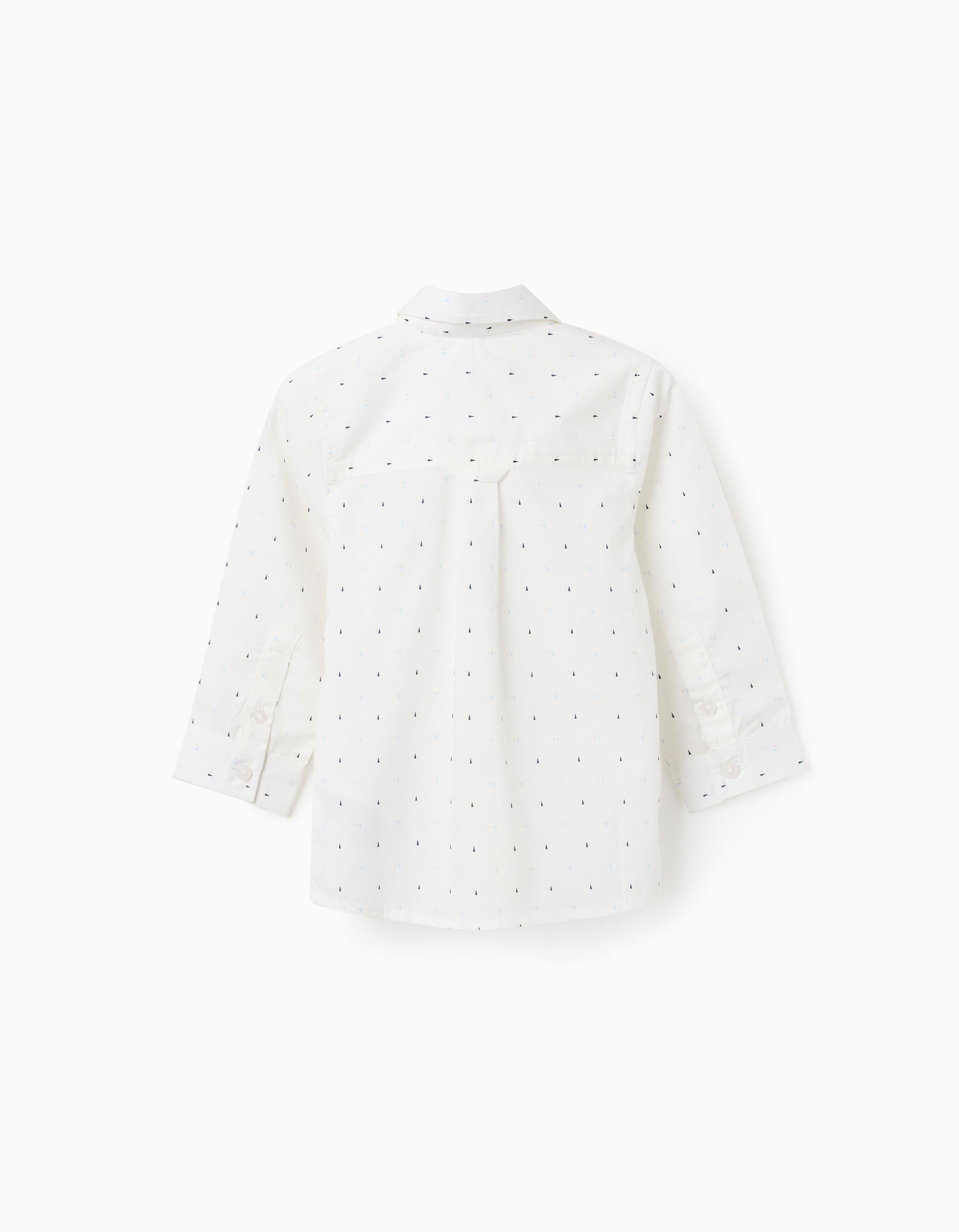 Chemise en popeline à manches longues et motif pour bébé garçon, blanc