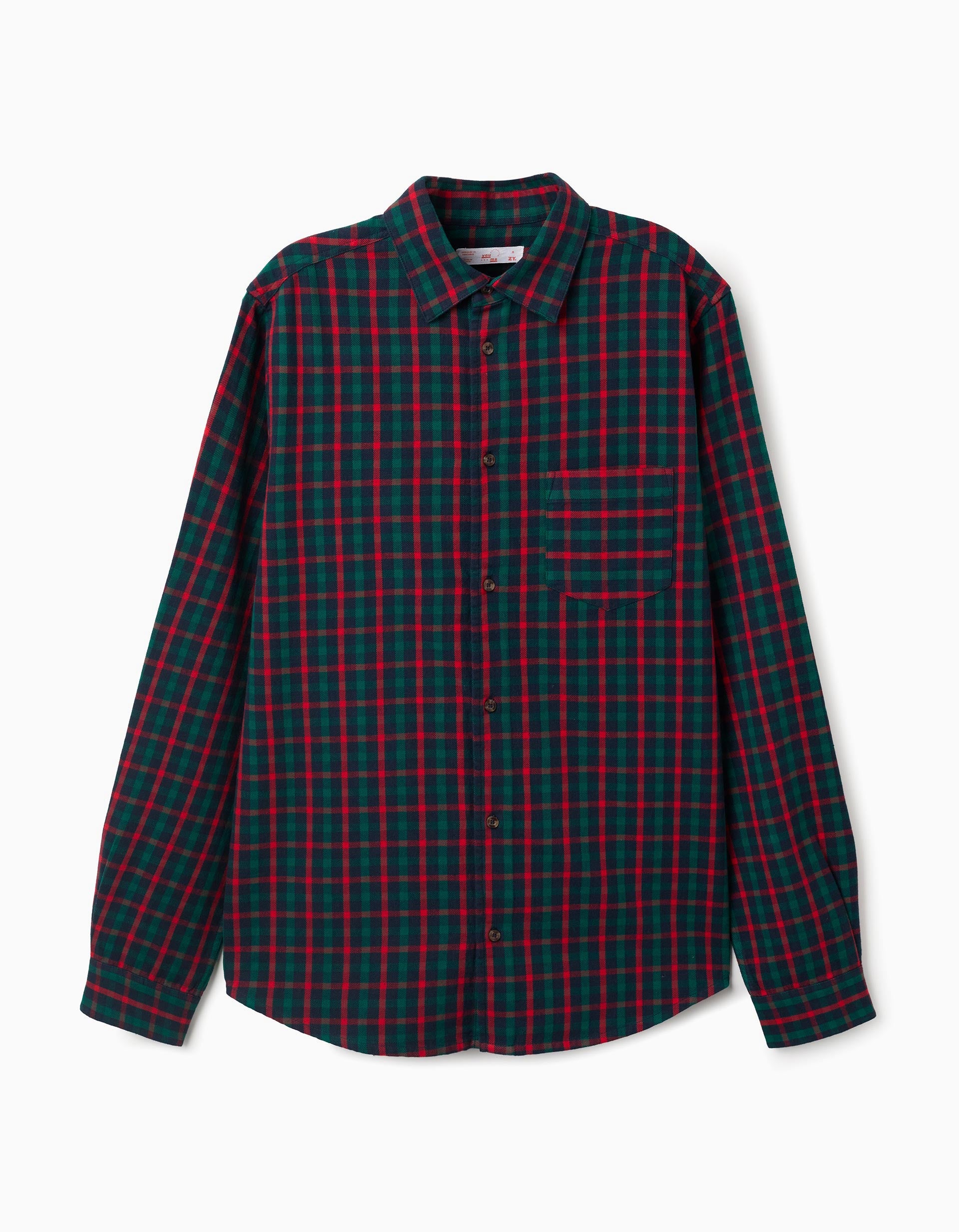 Chemise en coton à carreaux You&Me pour adulte, vert/bleu/rouge