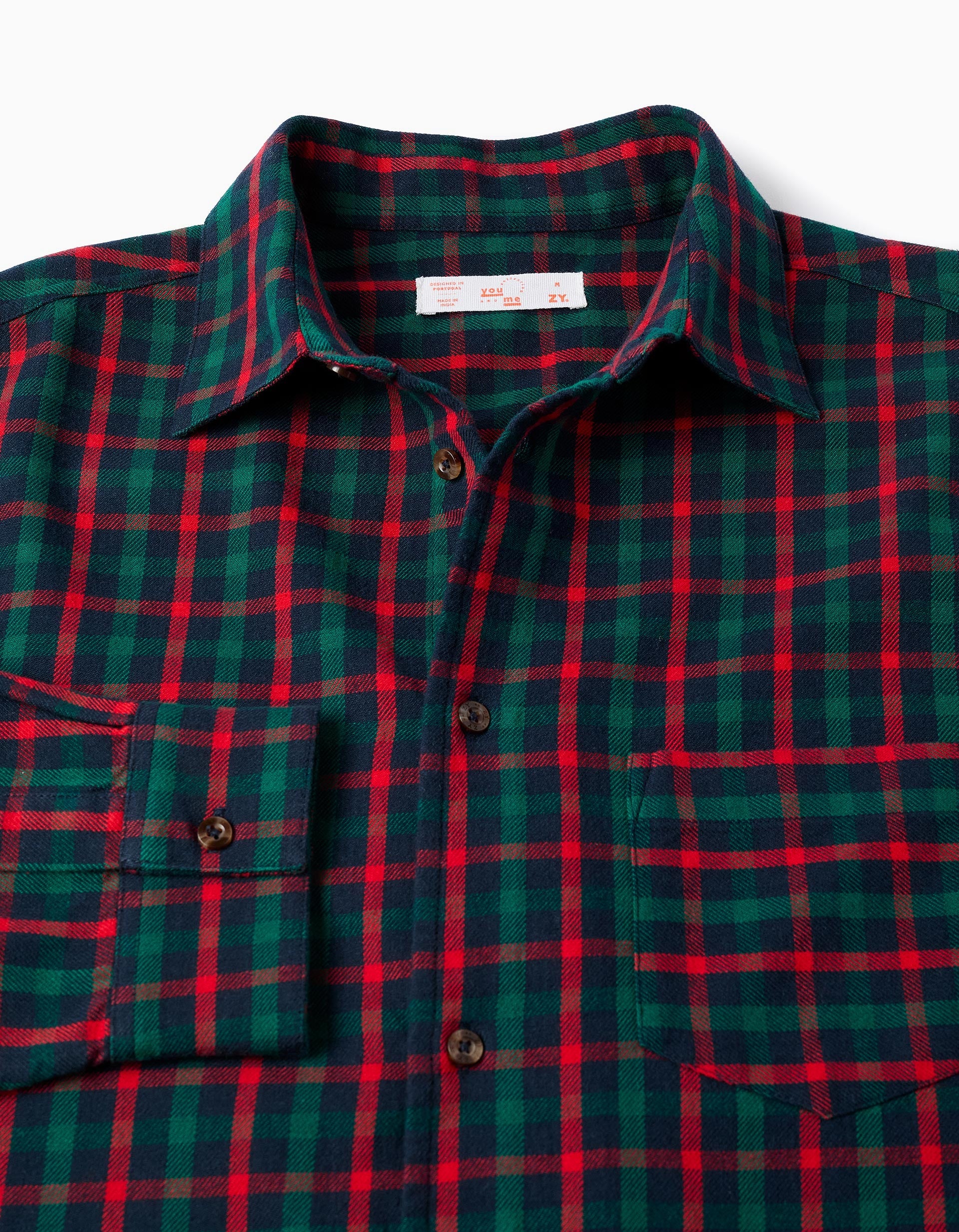 Chemise en coton à carreaux You&Me pour adulte, vert/bleu/rouge