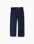 Slim fit twill chino trousers with belt for boys, dark blue
