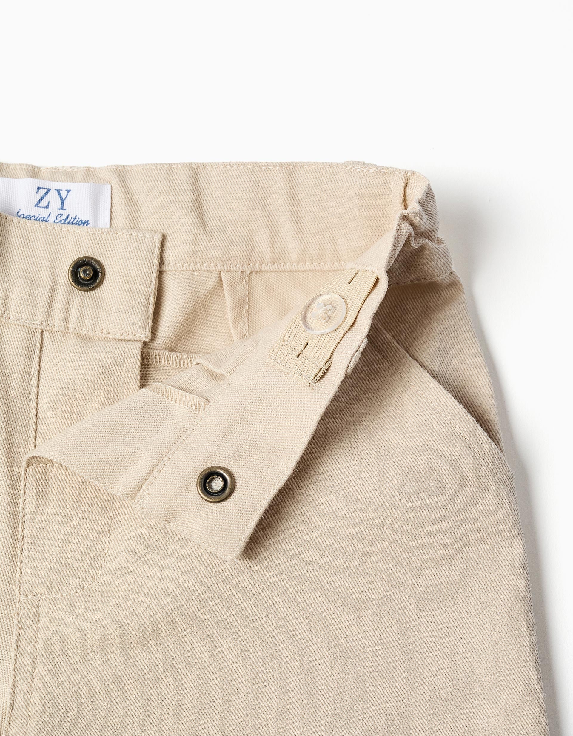 Chemise à manches courtes et short en coton pour bébé garçon, bleu/beige