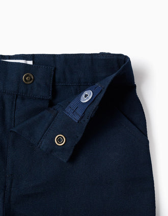 Chemise rayée à manches longues + short en coton pour bébé garçon, bleu