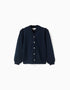 Knitted cardigan with braided details for girls, dark blue
