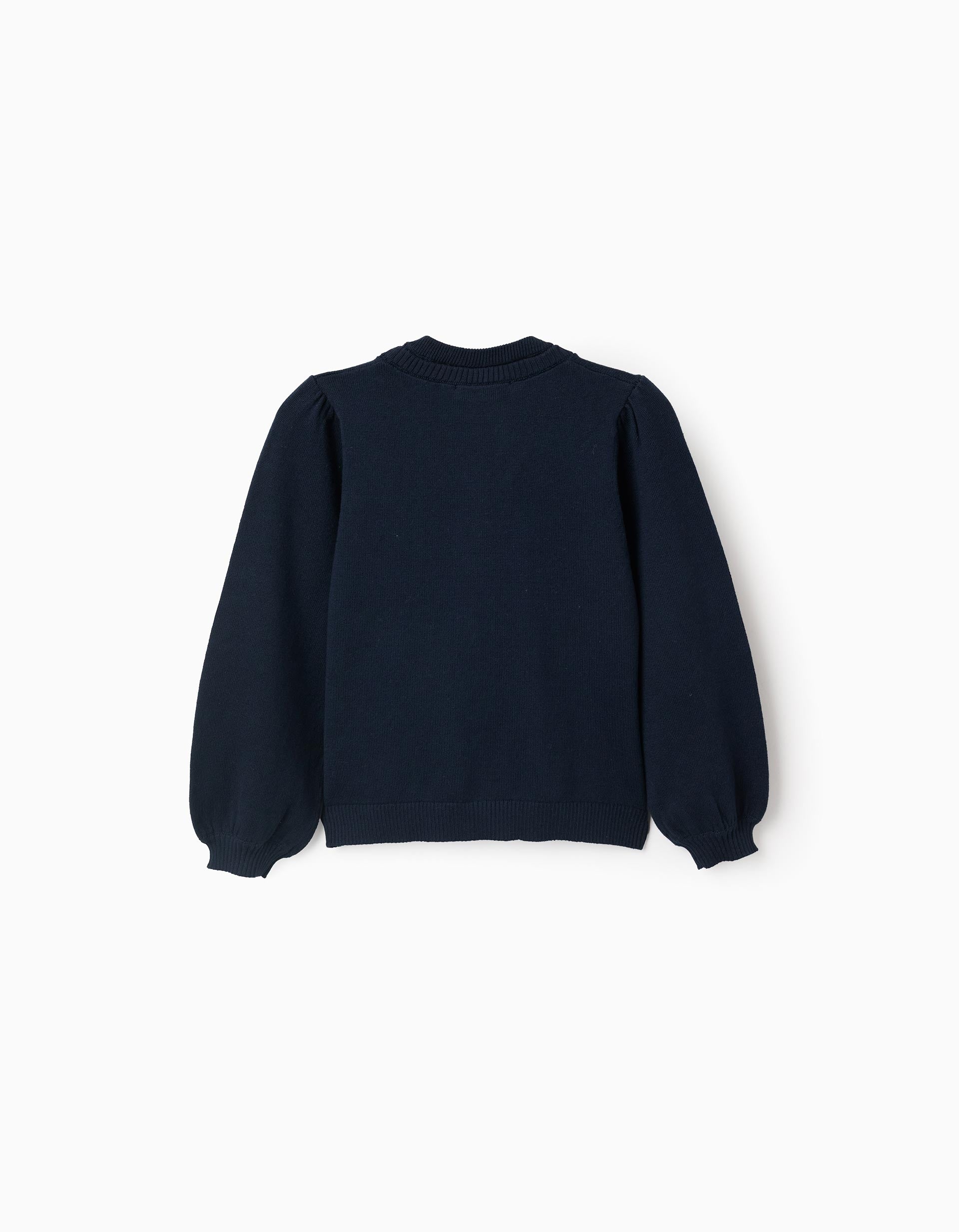 Cardigan en maille avec détails tressés pour fille, bleu foncé
