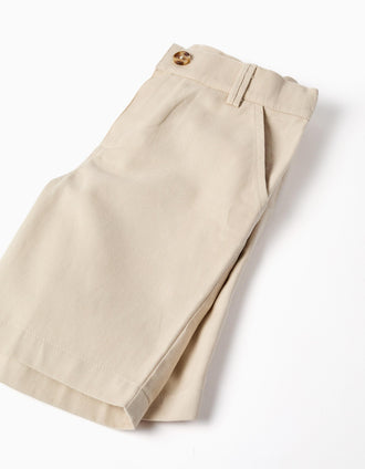 Camisa de manga corta + bermudas de algodón para niño, azul/beige